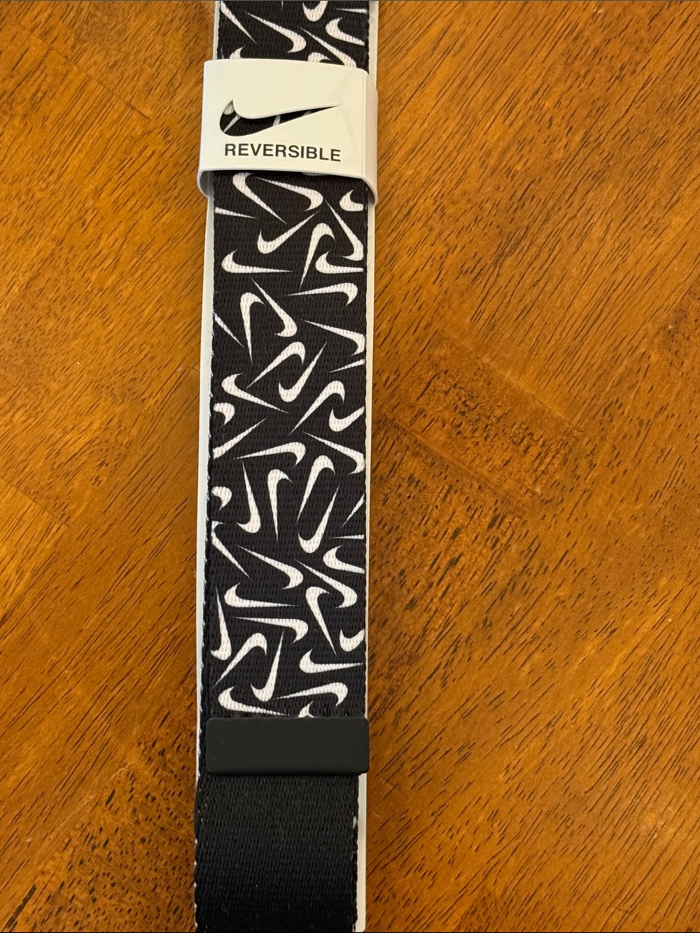 Nike Black & White Swoosh Pattern Reversible belt